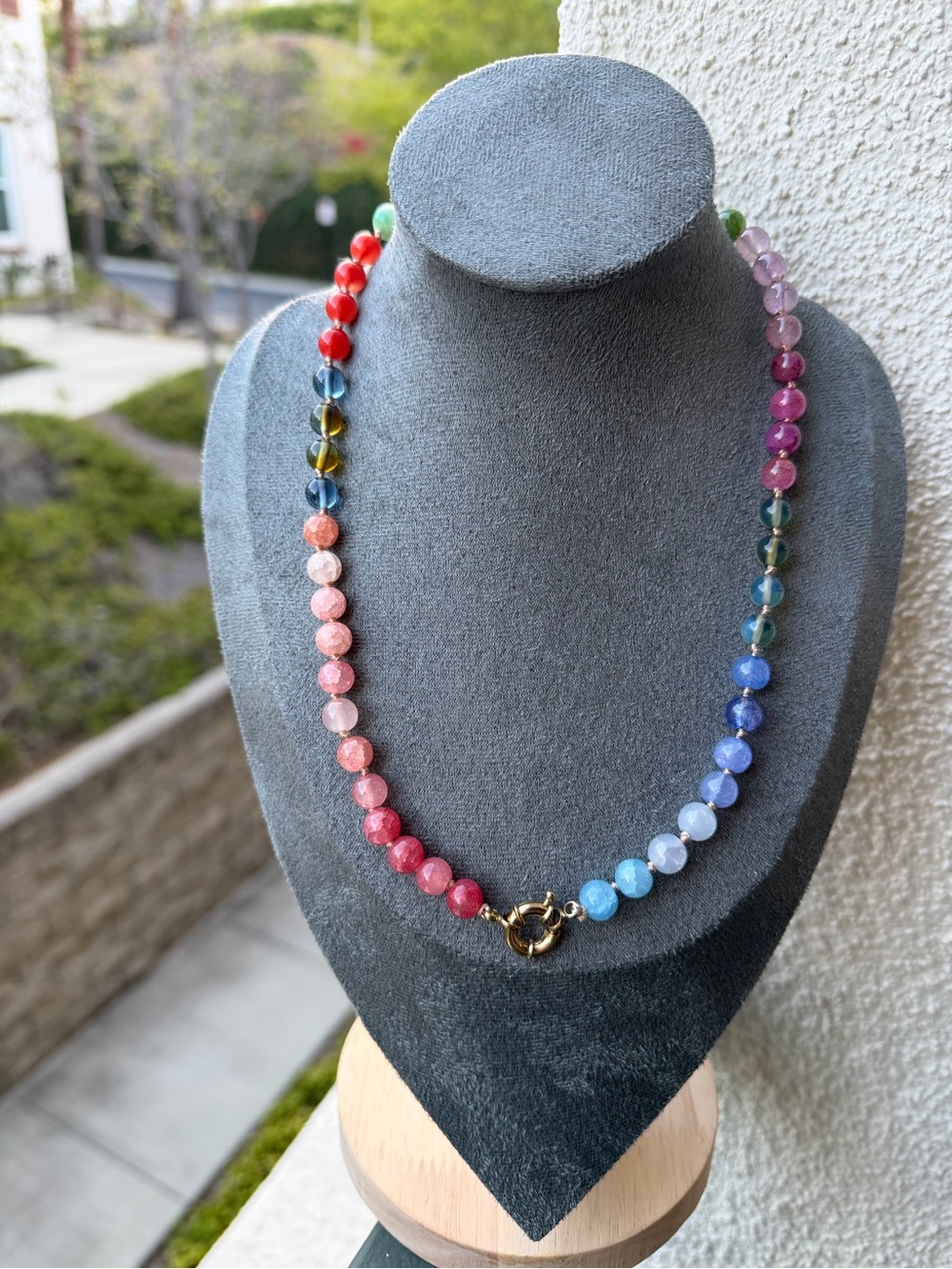 Multicolor Beaded Necklace with Gold-Tone Clasp - Picture 3 of 4